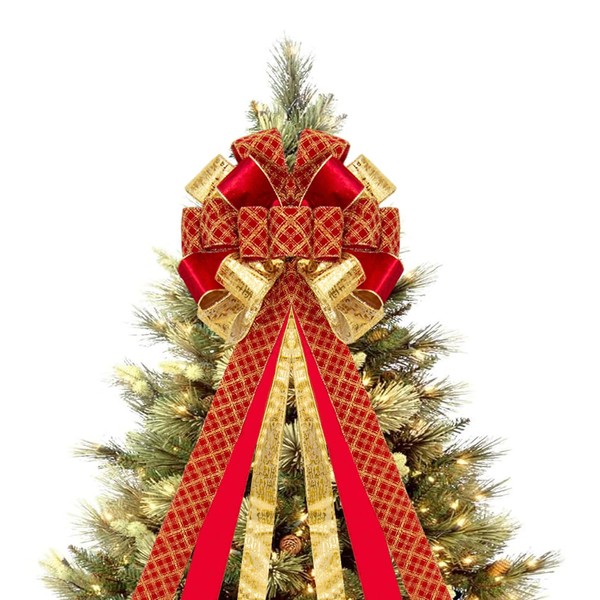 Choies Large Christmas Bow Decoration,53x13inch Tree Topper Decoration Bow with