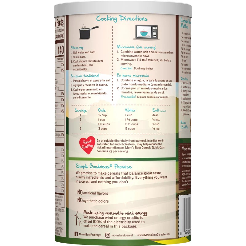 Mom's Best Oats Quick Whole Grain 16 oz (Pack of