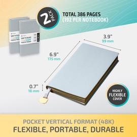 PaperBay Small 4x7 inch Soft Cover Notebook Journal 2-Pack, 100 gsm Vintage Faux Leather Softcover Mini Pocket Notepad for Women Purse, Daily To-Do List, Executive Planning, Student Bullet Journaling (Blue-Green)