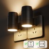2 PCS Rotatable LED Night Light, Plug-in, Fit Horizontal/Vertical Outlets,with