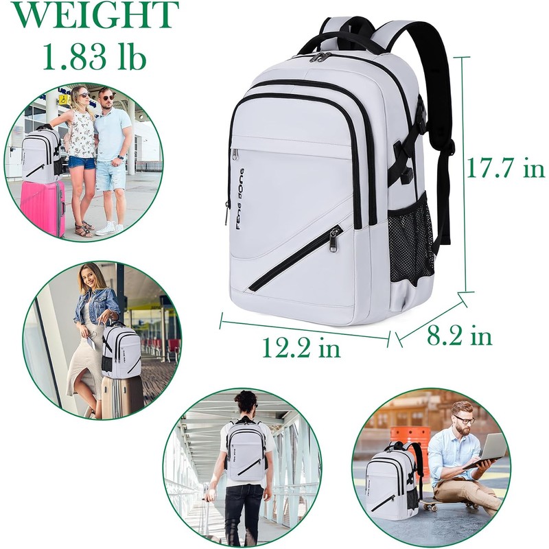 FENGDONG Laptop Backpack with USB Charging and Headphone fits 17.3