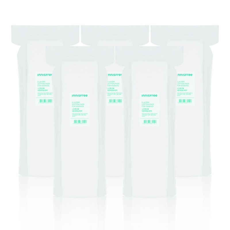 Innisfree 80 cotton pads, 5 packs / 이니스프리 닦아 쓰는