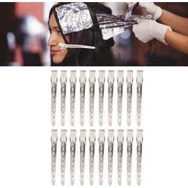 Pinzas Pelo Peluqueria, 20 piezas de pinzas para el cabello, clips de pico de pato de acero inoxidable antideslizantes profesionales para peinado coloración del cabello plata