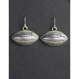 "Handmade" Football Earrings Pig Skin Laces .925 sterling silver hooks pewter charms Fall