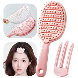 HAOJOYFUN Hair Brush without Pulling, Removable Bristles for Easy Cleaning, Detangling and Straightening Curls, Smooth and Wet Hair, Easy Combing Matted Hair, Practical Hair Brush