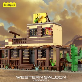 Mould King Wild West Architecture Building-Bricks Set, Mini Western-Saloon Modular Buildings Toys Model Kits for Adult, Ideas House Office Room Decor Gifts for Kids Girls Boys 8+(800 PCS)