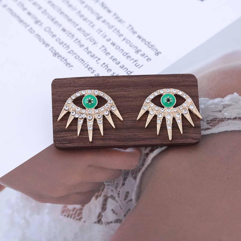 Dervivea Punk CZ Evil Eye Earrings Gold Evil Eye Stud