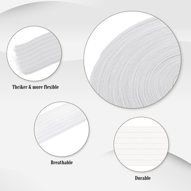 salbsever 10Yard Elastic Band for Sewing, 1/2 Inch White Width
