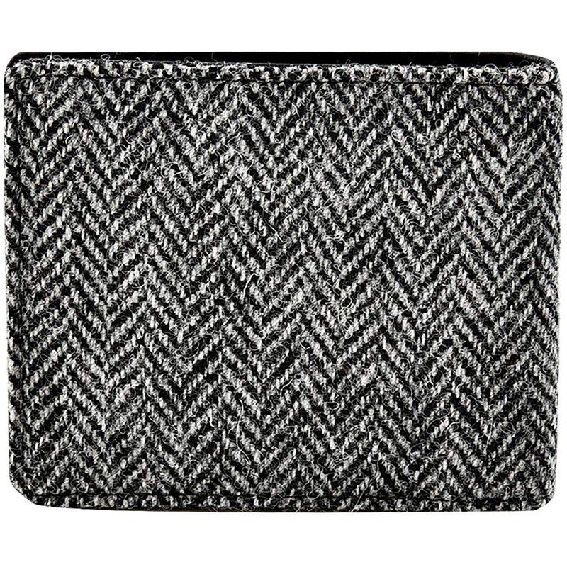 Men's Harris Tweed Bifold Wallet Purse (Grey Herringbone)