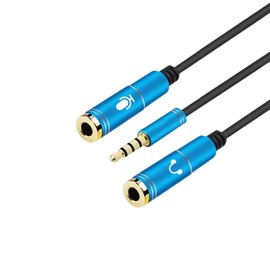 SZSL 3.5mm 1/2 Audio Distribution Cable, 4 Poles, TRRS Microphone + Headphone Splitter, Earphones, 3.5mm Distribution Cable, Stereo, Hi-Fi Sound Quality, Durable Nylon Braid, 24K Gold Plated Plugs,