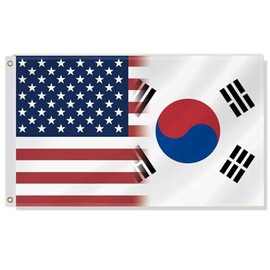 3×5 FT USA South Korea Combo Flag,Large South Korean Friendship Decor,Double Side Digital Printed 150D Polyester Banner With Canvas Header Brass Grommet For Outdoor Indoor Parade Car