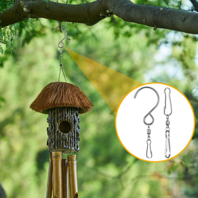 Jetec 30 Pieces Wind Spinner Swivel Hooks 360 Degree Dual