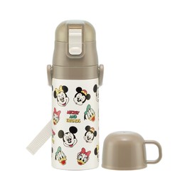 Skater SKCP3-A Children's Stainless Steel Water Bottle, 2-Way Direct Drinking, 14.2 fl oz (420 ml), Cup Drinking, 11.8 fl oz (350 ml), Mickey & Friends Cooking, Lightweight Type, For Girls, Boys,