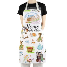 CMNIM House On Prairie Book Apron Laura Fans Kitchen Apron 70s Farmhouse Adjustable Apron with 2 Pockets Farm Farmer Gift (Home is the nicest apron)