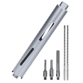 1-1/8 inch Diamond Dry Core Drill Bit, 10" Drilling Depth, 5/8"-11 Thread Core Drill Bit for Concrete, Includes 3 Adapters SDS Plus, SDS Max and Hex (1-1/8")