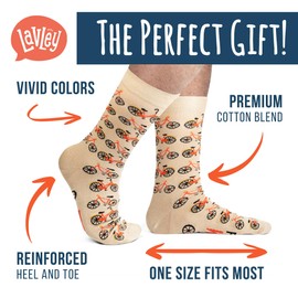 Lavley Funny Socks for Outdoor Activities Lovers and More - Novelty Gifts for Men, Women, and Teens (US, Alpha, One Size, Regular, Regular, Born to Bike)