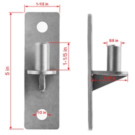 Wall Mount Flat Back Gate Hinges, 2 Pack, Wood Fence Link Gate Hinges, with 5/8 Hinge Pin (Screws Not Included)