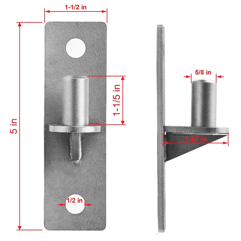 Wall Mount Flat Back Gate Hinges, 2 Pack, Wood Fence