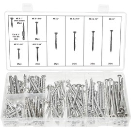 Swordfish 32640 - Torx Drive de acero inoxidable tipo 17 - Surtido de tornillos de madera y cubierta, número 8 tornillos en total 8 tamaños, paquete de 202 piezas