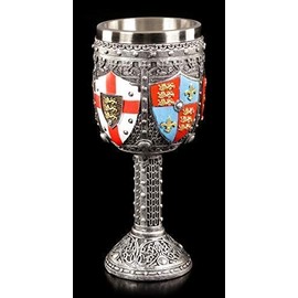 Figuren Shop GmbH Fantasy Knight Goblet Stainless Steel Insert - United Crest | Decorative Article, Hand Painted, 200 ml