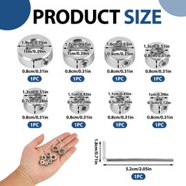 8-Piece Depth Stop Ring Set, Positioner Ring Positioner, HSS Locator Depth Limiter for Precise Drilling, Compatible with SAE Drills from 3-10 mm, Includes Allen Key