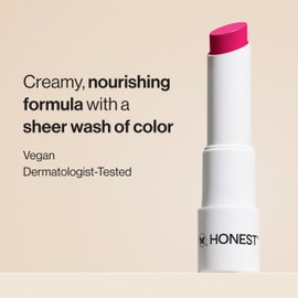 Honest Beauty Moisturizing Vegan Tinted Lip Balm, Antioxidant-Rich Acai Extracts, Avocado Oil, Paraben-Free Cruelty-Free, Dragon Fruit