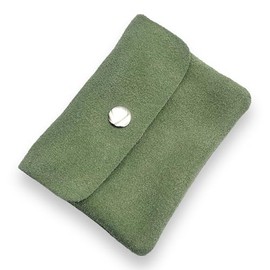 Ziona Small Women's Suede Purse with Coin Compartment and Button Mini Purse Genuine Leather, mint green, Modern