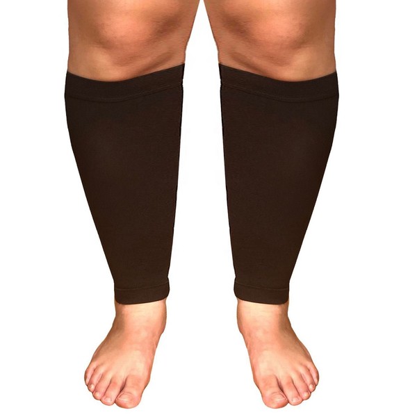 Runee Extra Wide Calf Compression Sleeve - Leg Support for Wide Calves, Compression Sleeve for Calf Pain & Shin Splint, Relief Swelling, Varicose Veins, DVT (Black)