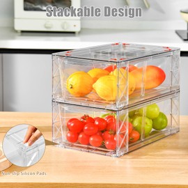 6 Pack Clear Pantry Organizers and Storage, Pantry Organizers, Pantry Storage, Stackable Storage Drawers, Kitchen Storage Organizer for Bathroom, Kitchen, Refrigerator, Pantry, Cabinet, Closet