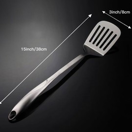 IMEEA 15-Inch Metal Spatula for Cooking SUS304 Stainless Steel Slotted Turner, Cooking Utensil, Metal Spatula for Kitchen Use (Slotted Turner)