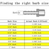 AHFMANG 10PCS Brass Hose Barb Fitting 1/4" Barb x 1/8"