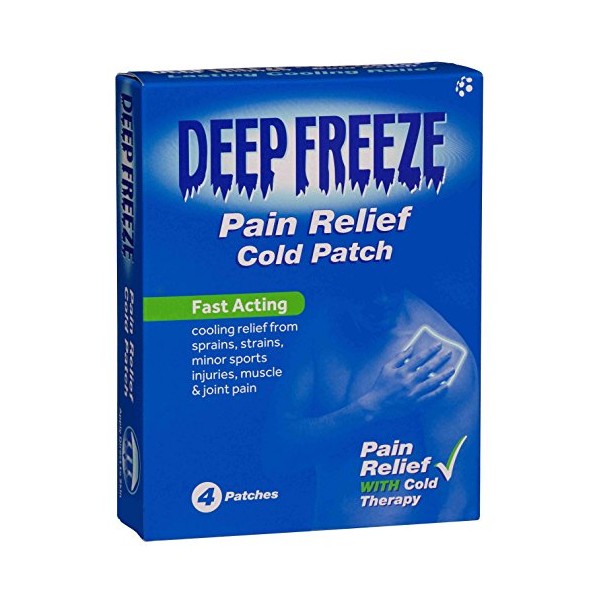 Deep Freeze Pain Relief Patch, Pack of 4, Fast-Acting Relief, Ideal for Sprains, Strains, Minor Sports Injuries & Sore Muscles, Cold Therapy, Formulated to Reduce Inflammation, Freezes Affected Area