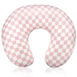 DAYEEBALL Nursing Pillow Cover, Removable Nursing Covers for Breastfeeding Pillows, Stretchy and Soft Fit for Baby Girls Boys Newborn, Pink Checkerboard (Only Cover)