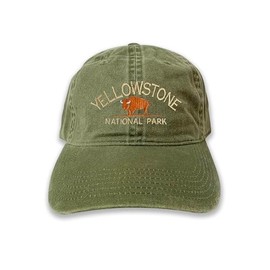 USmania Yellowstone National Park Embroidered Cap hat Baseball hat (Olive Green)