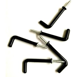 Plastic Coated Square Dresser Hooks - Ceiling Hooks - Screw Hooks - Black, Pack of 10 (50mm)