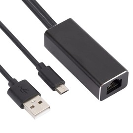 VizGiz Fire TV Stick Ethernet Adapter Micro USB to RJ45 Network LAN Port Converter Card with 3FT USB Power Supply Cable for TV Sticks Chromecast Ultra Streaming Video Without Buffer