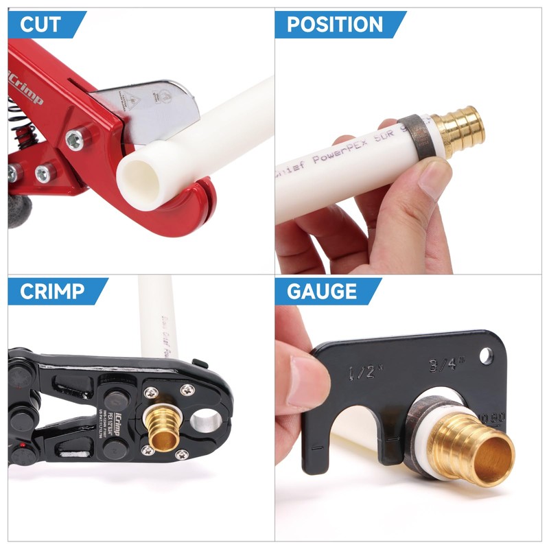 iCrimp IWS-1234N Pex Pipe Crimping Tool, Plumbing Tool with Convertible
