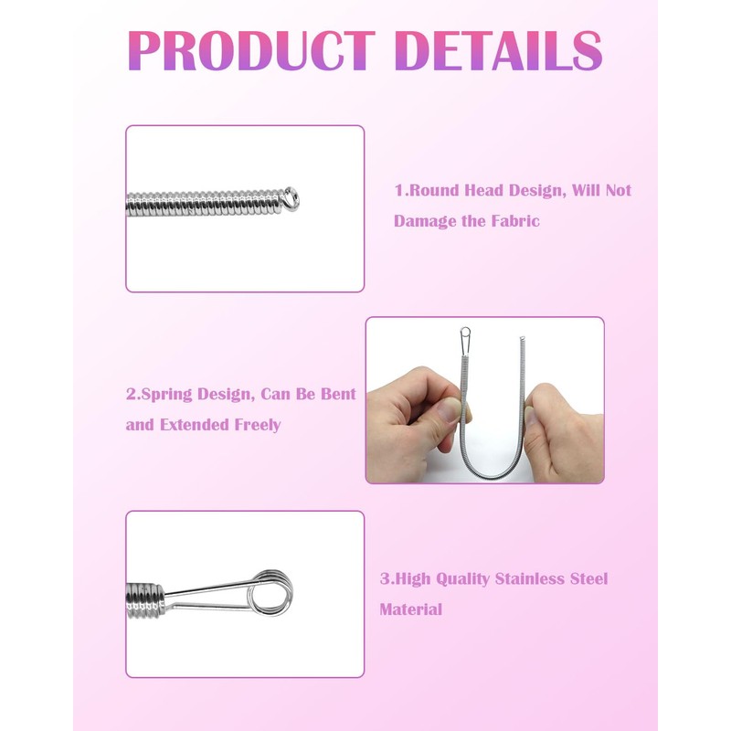 Spring Drawstring Threader,4Pcs Flexible and Elastic Drawstring Threader Tool DIY