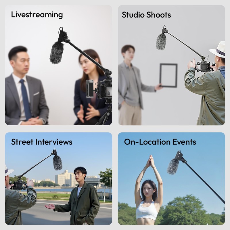 ULANZI ZJ08 Extendable Cold Shoe Mic Arm Pole with Built-in