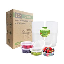 G-BOX Deli Containers with Lids - 8 OZ [48 Sets] [Soup Containers with Lids, Stackable, BPA-Free, Leak Resistant, Reusable, Dishwasher Safe, Microwave Safe, Freezer Safe]