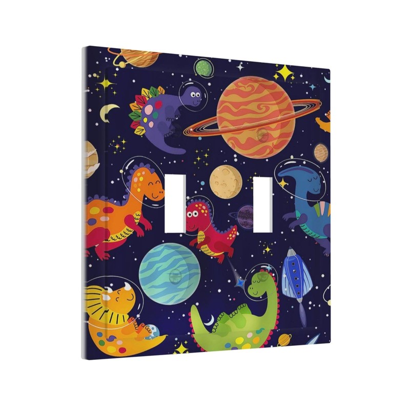 Astronaut Dinosaur Galaxy Starry 2 Gang Double Toggle Light Switch