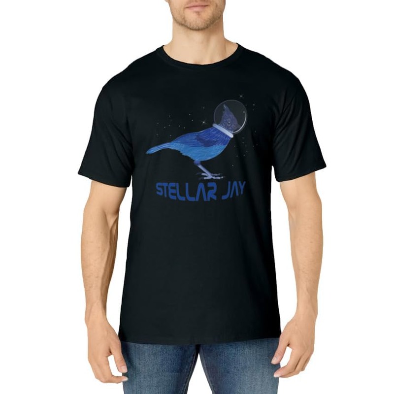 Stellar Jay Space Bird Funny Clever Bird Watcher Twitcher T-Shirt
