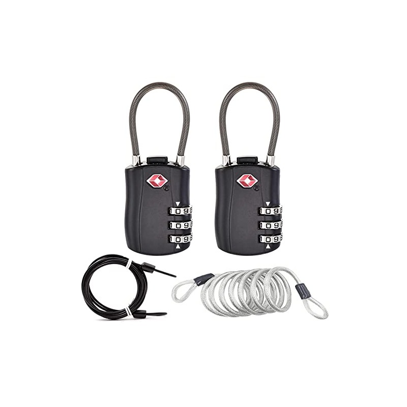 TSA Luggage Locks Pack, Digit Combination Padlockss and Steel Cable