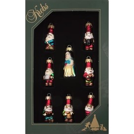 Krebs Glas Lauscha - Christmas Decoration / Glass Christmas Tree Decorations - Mini Fairy Tale Figures, Snow White and the 7 Dwarfs - Quantity: 8 Pieces - Size: Approx. 7 cm