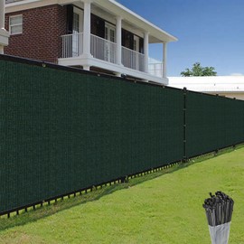 E&K Sunrise 4' x 25' Privacy Fence Screen with Grommets, Outdoor Windscreen Fence Covering Privacy Screen UV Blockage for Backyard Garden Patio, Zip Ties Included (Green)