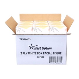Soft 2-Ply Facial Tissue, White, 100-Count Box | Professional, Gentle and Durable | Great for Bathroom, Office, Business, School (1,200 Tissues, Bulk Pack of 12-Boxes)