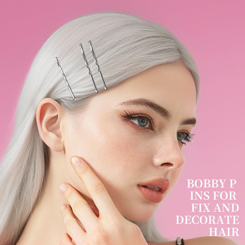 500Pcs Bobby Pins, Silver Bobby Pins for Gray Hair 2inch