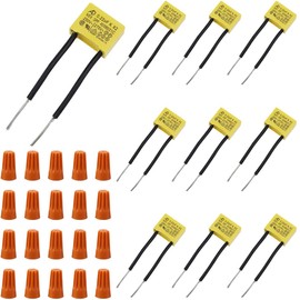 Acmerota 10 Pcs LED Capacitor Fits for LED Light Switch, 0.22uf 275VAC X2 MKP Polypropylene Film Safety Capacitors for LED Lighting Lamp Removal Interference, with Wiring Connector