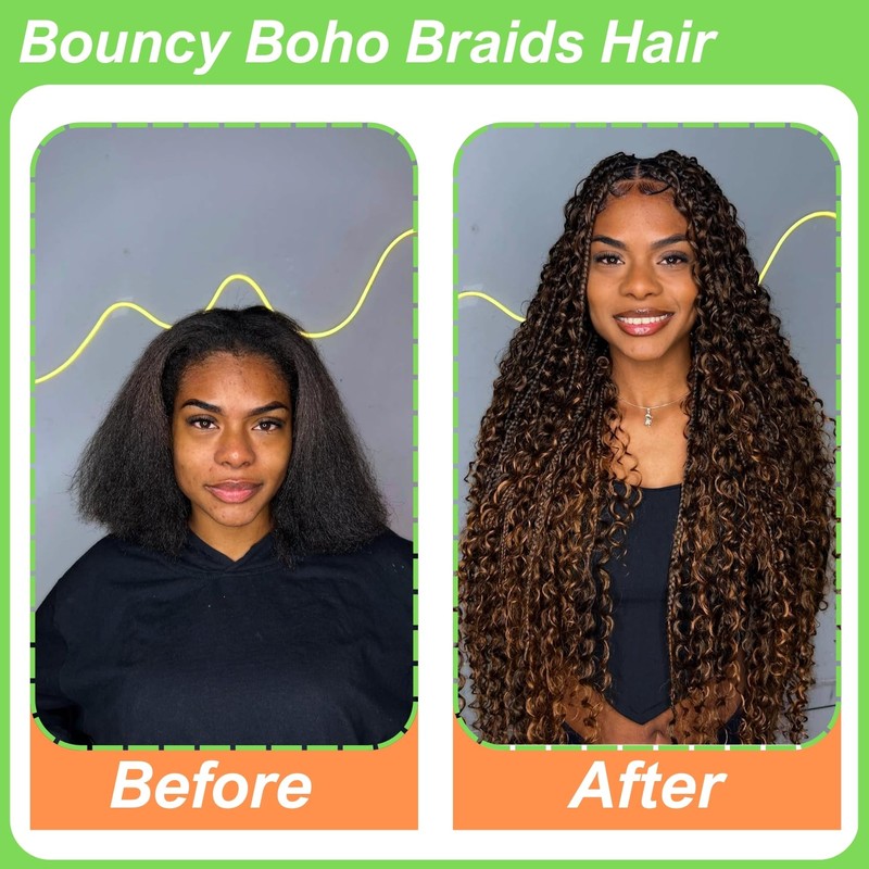 Marrone Bionda Treccia Capelli Pre Stretched Knotless Boho Treccia Capelli