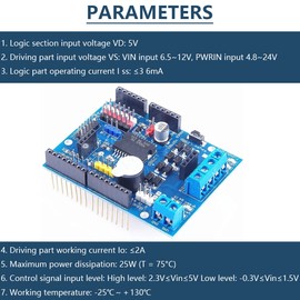 DAOKAI L298P Motor Driver Module H-bridge Driver Shield Expansion Board Speed Controller High-Power DC Stepper Motor Controller Bluetooth Interface with 24AWG Cable for Arduino